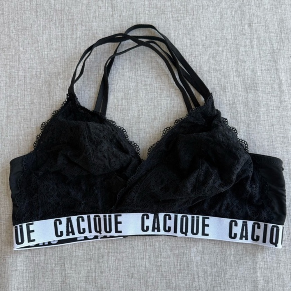 Cacique Black strappy Lace Bralette wireless size 14/16